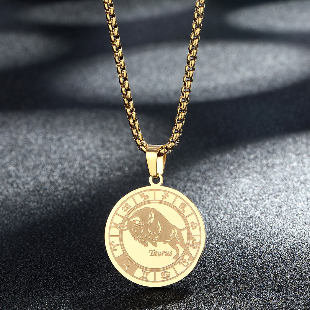 Venta al por mayor collar colgante de acero inoxidable 12 constelaciones